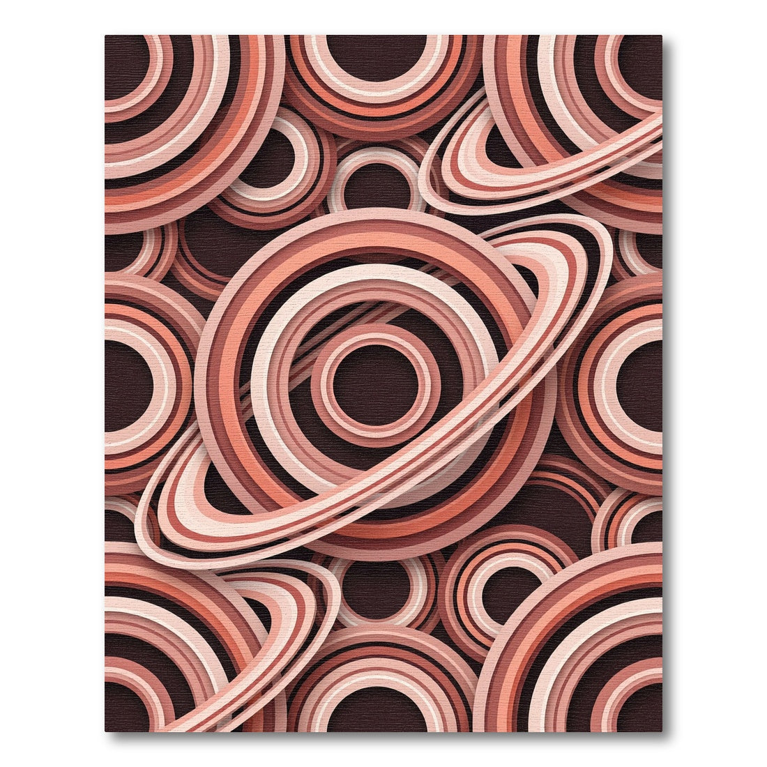 Retro Orange Concentric Circles Rug