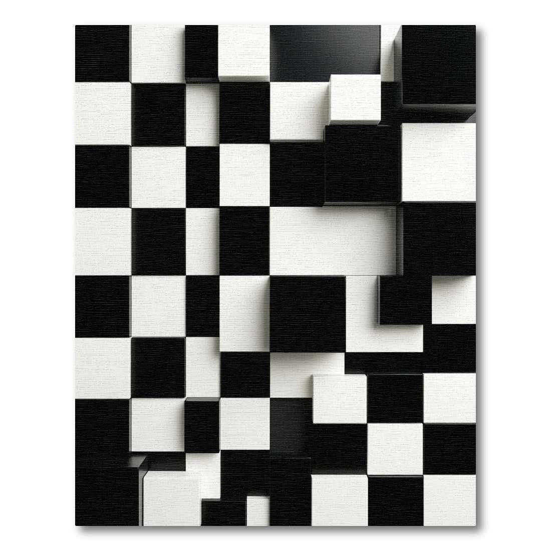 Black White Cubist Step Rug