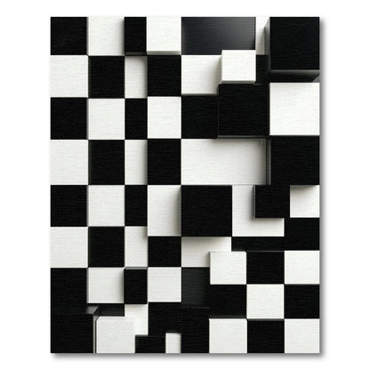 Black White Cubist Step Rug