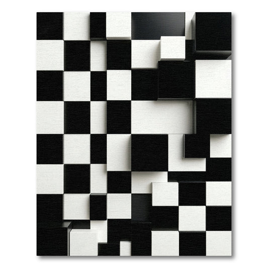 Black White Cubist Step Rug