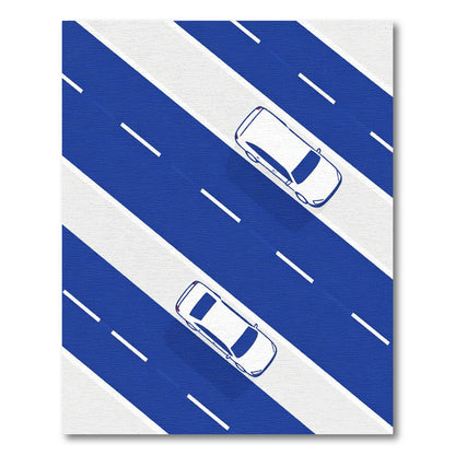 Modern White Car Commute Rug