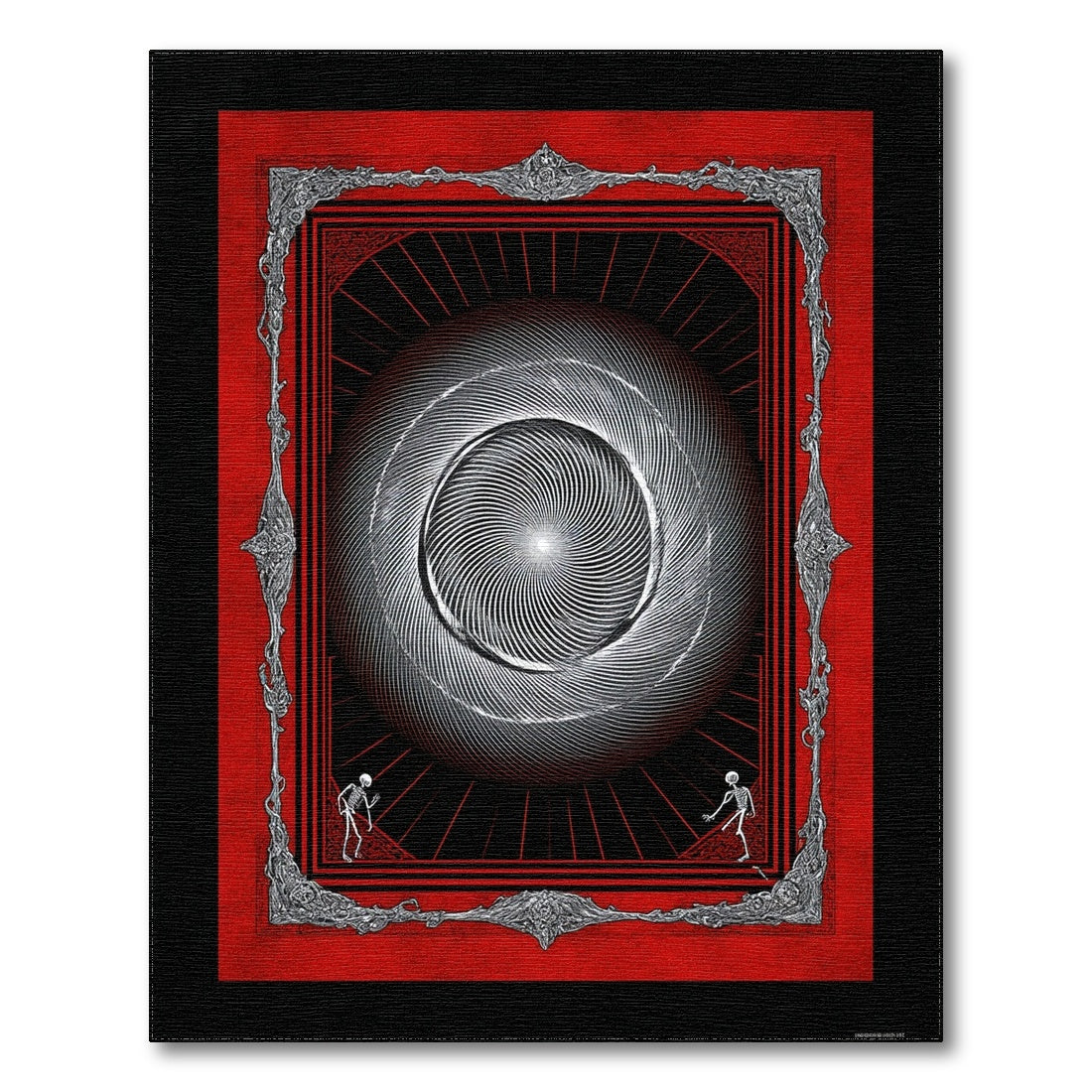 Red Vortex Skeleton Area Rug