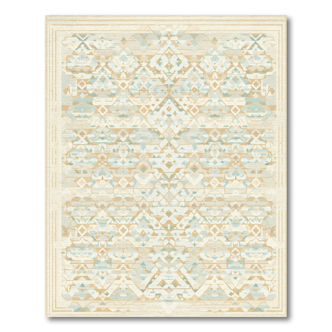 Light Tan Geometric Diamond Medallion Rug