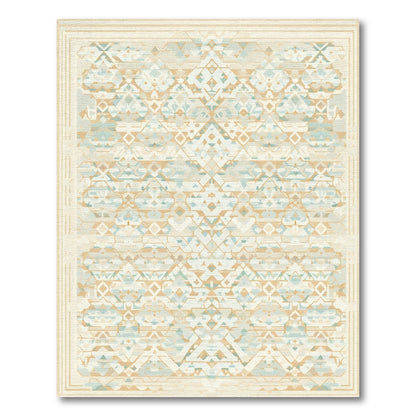 Light Tan Geometric Diamond Medallion Rug