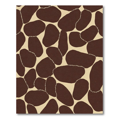 Brown And Cream Abstract Pebble Pattern Rug