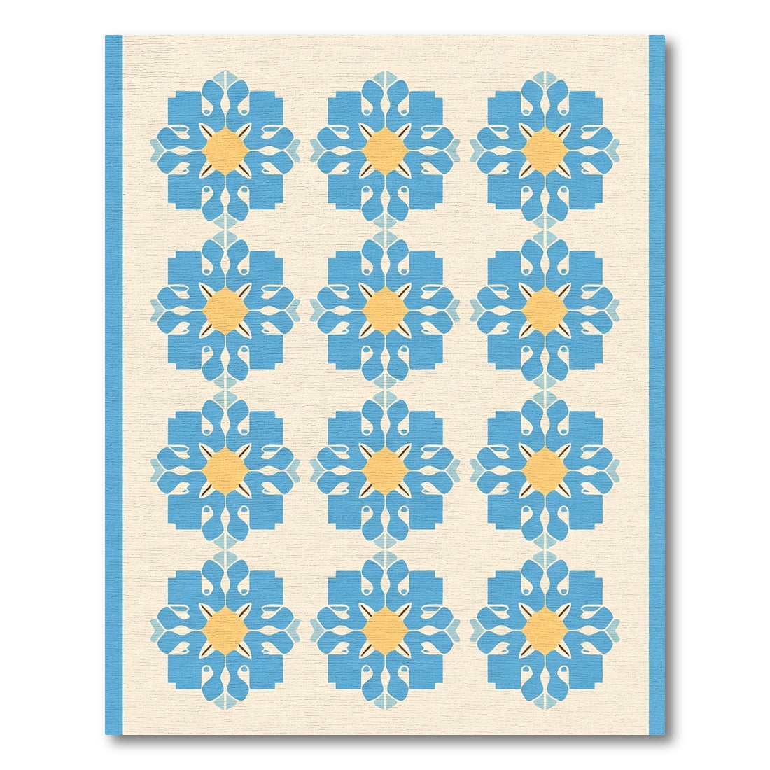 Terrific Blue Yellow Floral Repeating Rug