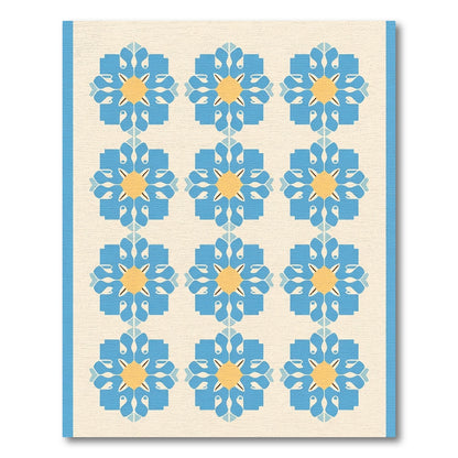 Terrific Blue Yellow Floral Repeating Rug