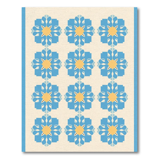 Terrific Blue Yellow Floral Repeating Rug