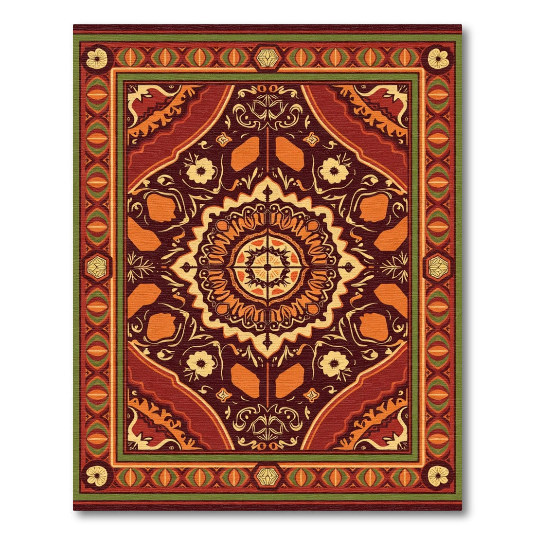 Rich Autumnal Medallion Geometric Rug