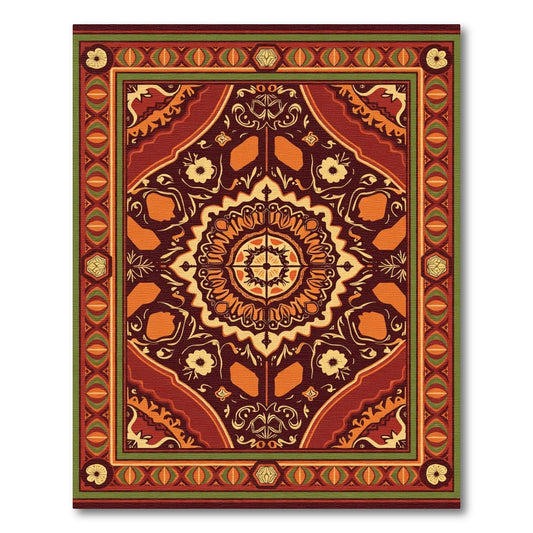 Rich Autumnal Medallion Geometric Rug