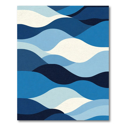 Oceanic Blue Wavy Layers Rug