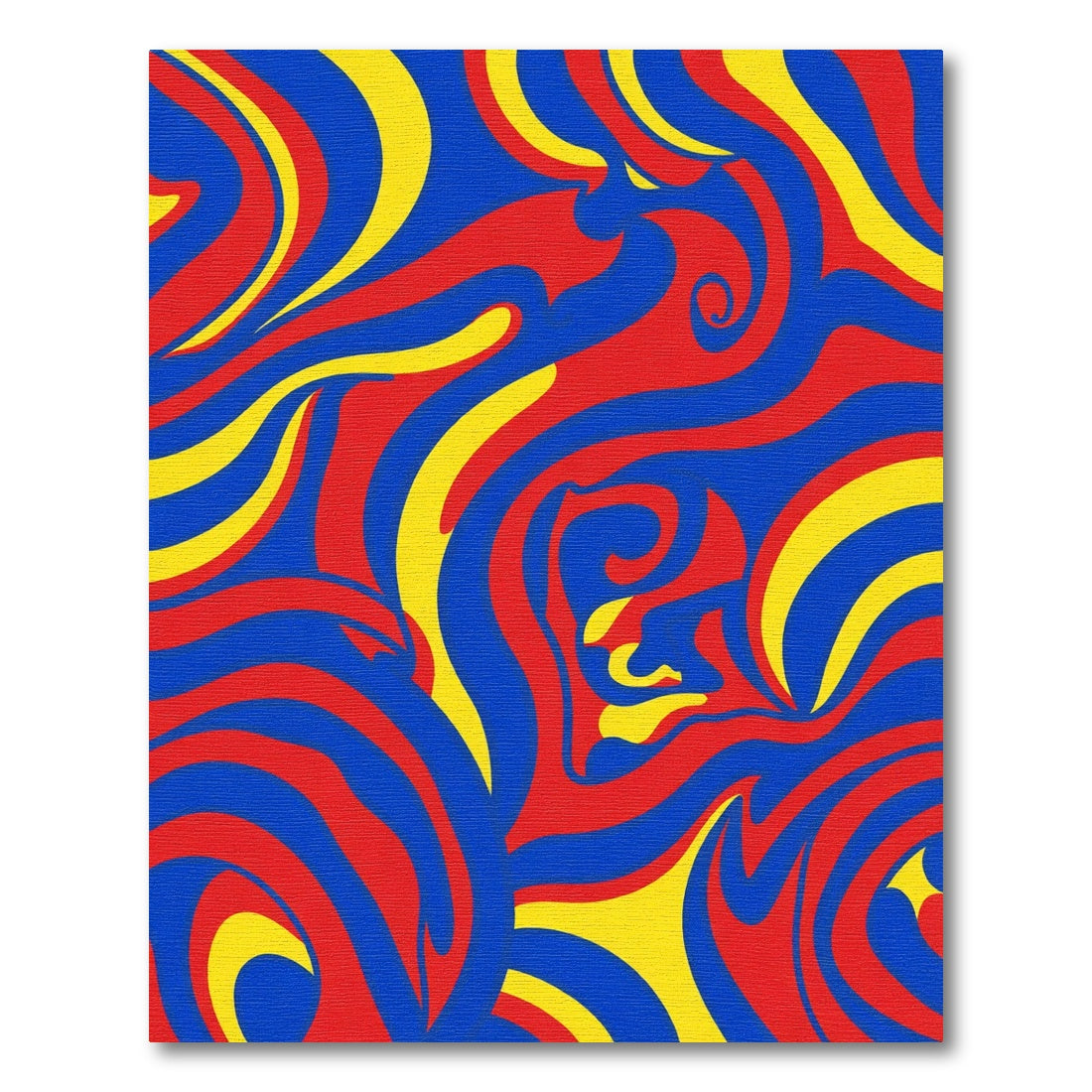 Vibrant Red Blue Yellow Swirl Rug