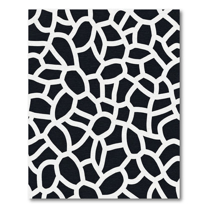 Organic Black White Irregular Network Rug