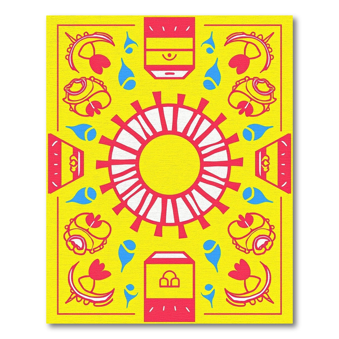 Vivid Yellow Sun Floral Medallion Rug