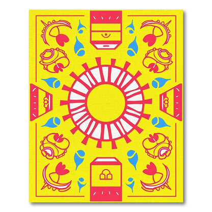 Vivid Yellow Sun Floral Medallion Rug