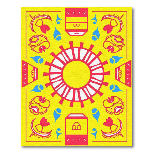 Vivid Yellow Sun Floral Medallion Rug