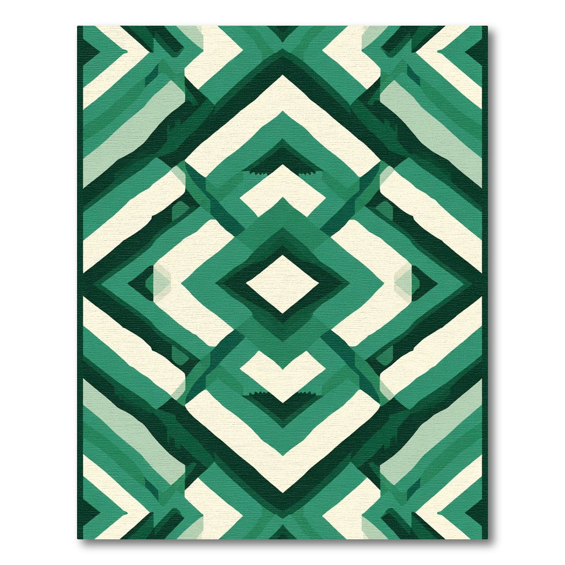 Emerald Geometric Diamond Abstraction Rug