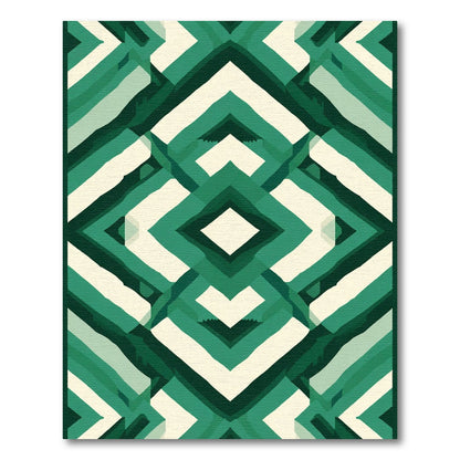 Emerald Geometric Diamond Abstraction Rug