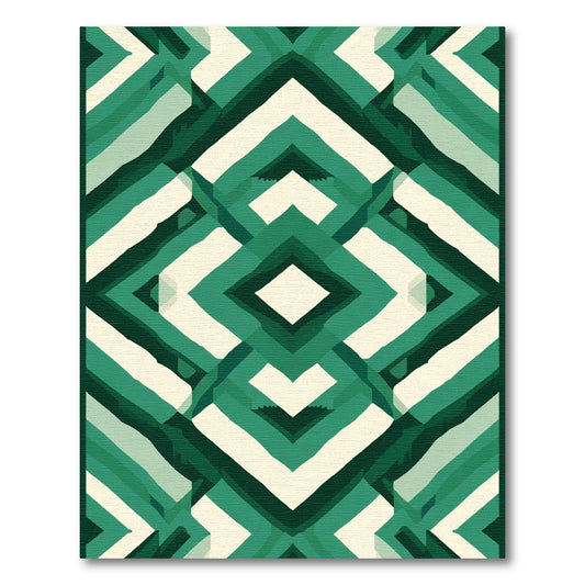 Emerald Geometric Diamond Abstraction Rug