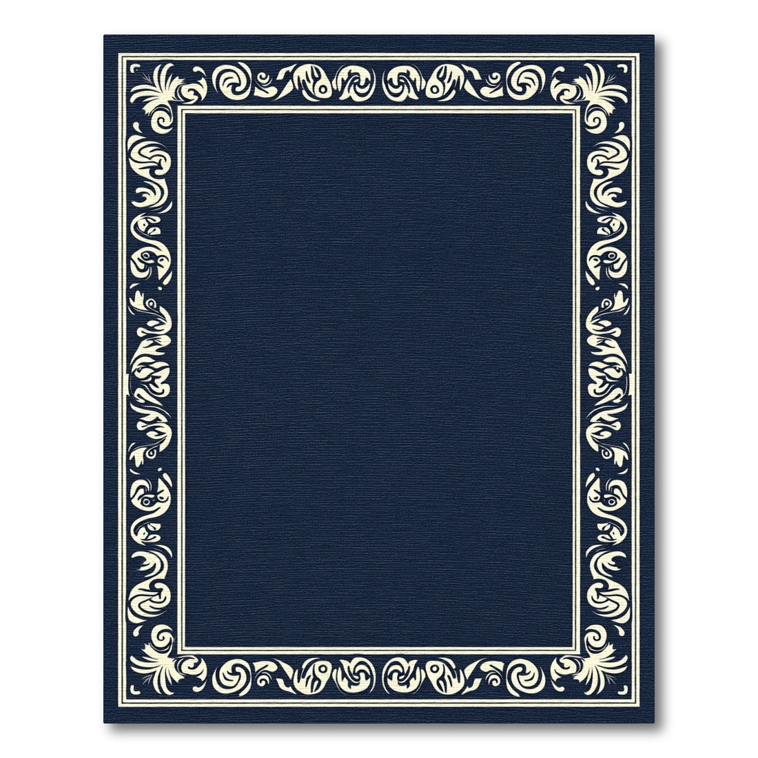 Dark Blue Traditional Floral Border Rug