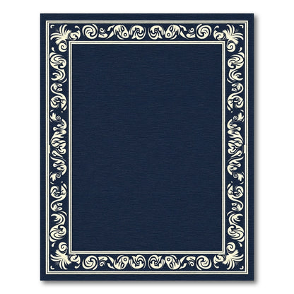 Dark Blue Traditional Floral Border Rug