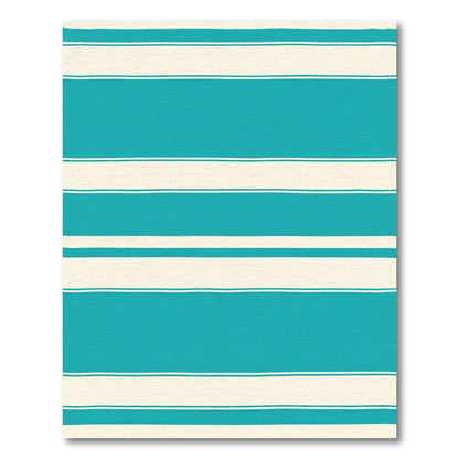 Coastal Teal Cream Bold Stripes Rug