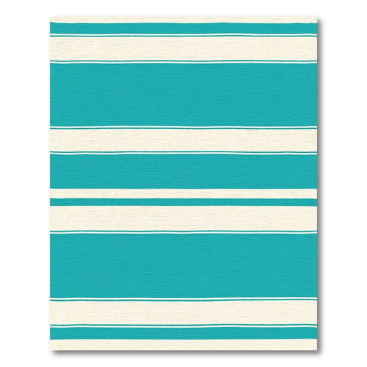 Coastal Teal Cream Bold Stripes Rug