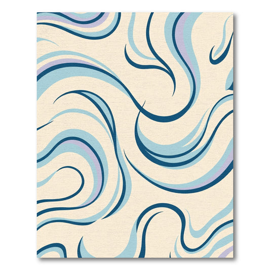 Cream Navy Sky Flowing Swirls Rug