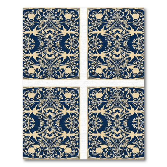Tuscan Navy Golden Archway Medallion Rug