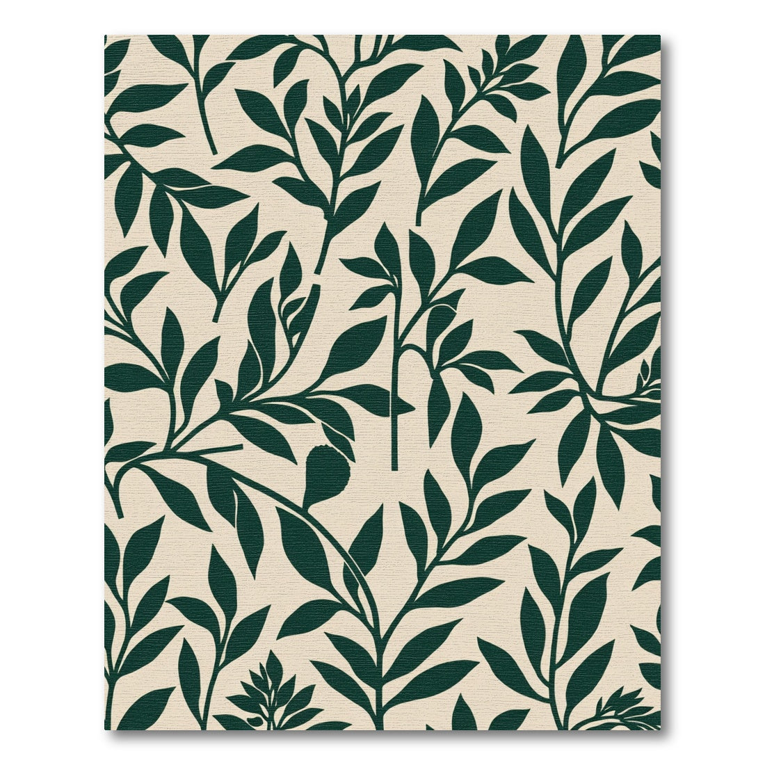 Dark Green Leafy Branch Pattern Rug