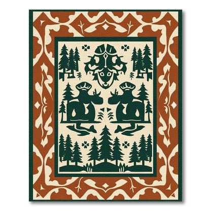 Earthy Cream Forest Creature Tapestry Rug