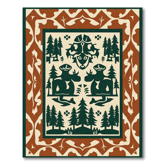 Earthy Cream Forest Creature Tapestry Rug