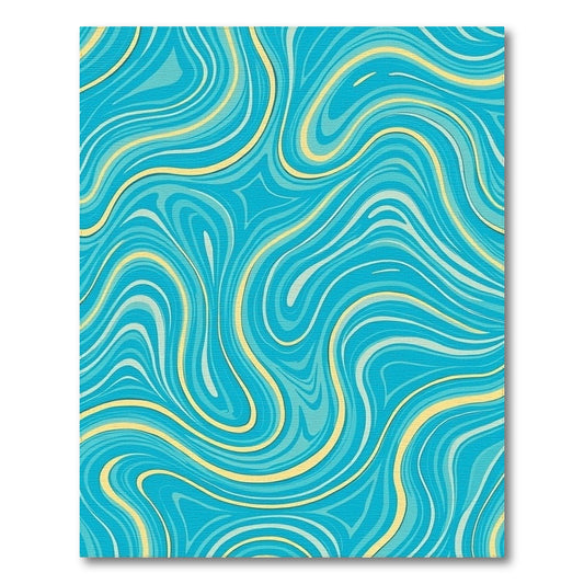 Turquoise Gold Swirling Waves Rug