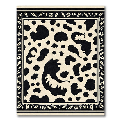 Black Cream Irregular Spots Border Rug