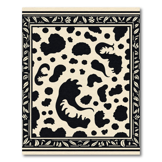 Black Cream Irregular Spots Border Rug