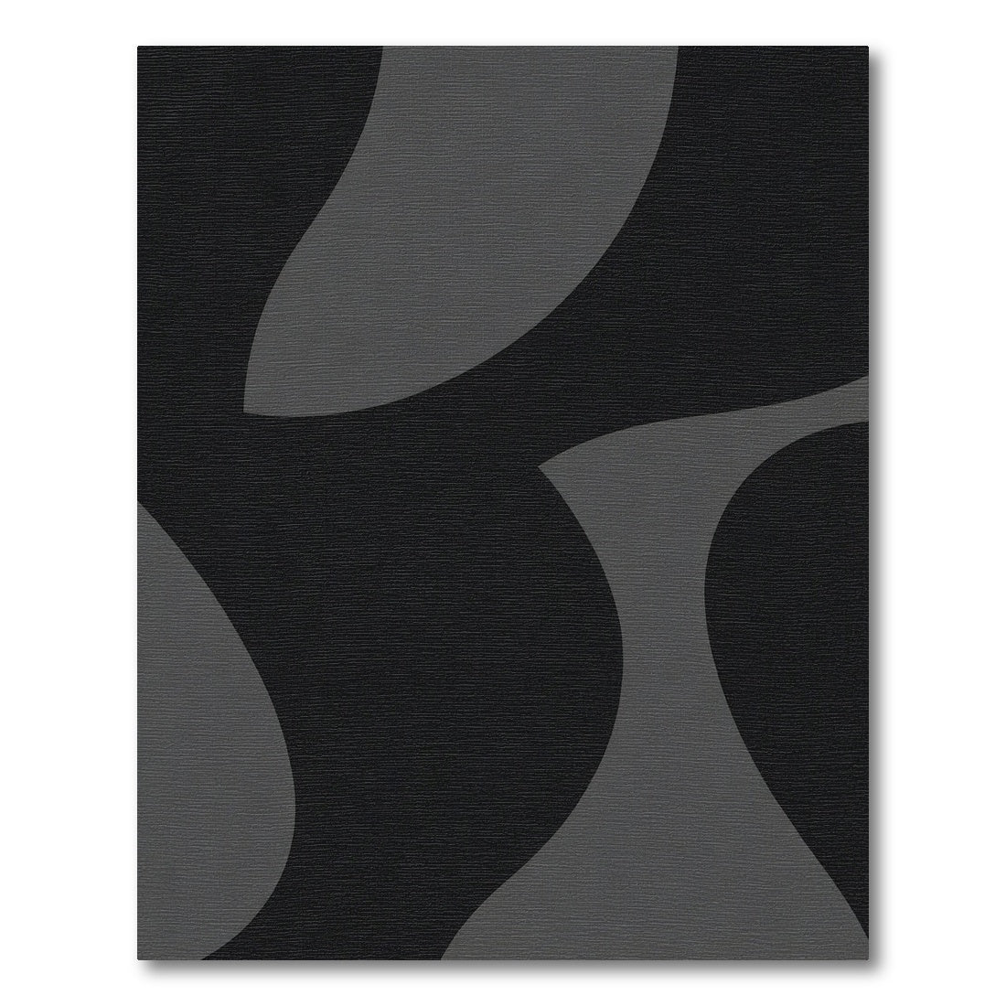 Black Gray Abstract Curve Composition Rug