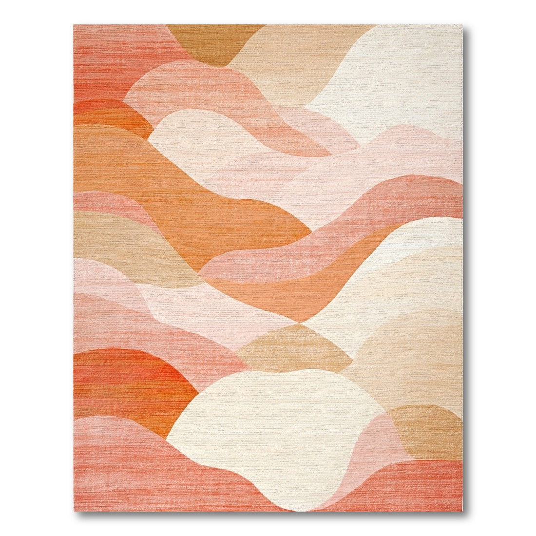 Abstract Coral Layered Waves Rug