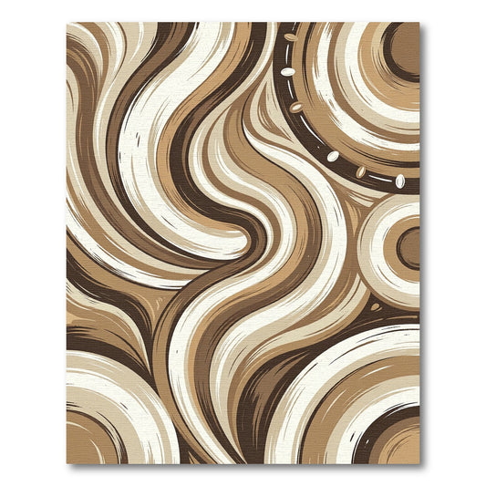 Earthy Swirls Abstract Brown Cream Rug