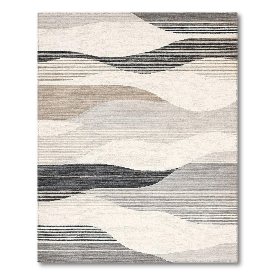 Grey Wavy Striped Abstract Area Rug