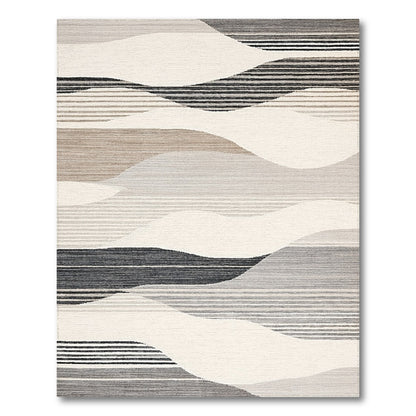 Grey Wavy Striped Abstract Area Rug