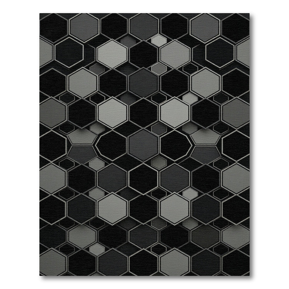 Monochromatic Gray Hexagonal Grid Rug