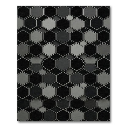 Monochromatic Gray Hexagonal Grid Rug