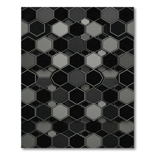 Monochromatic Gray Hexagonal Grid Rug