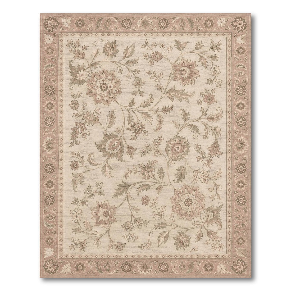 Beige Floral Vintage Area Rug