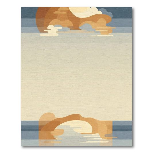 Serene Abstract Arch Bridge Sunset Rug