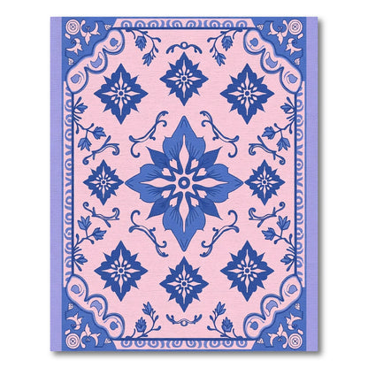 Blue Floral Medallion Pink Pastel Rug