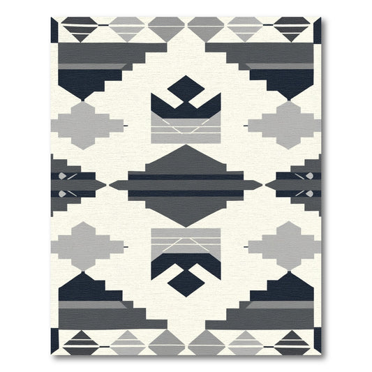 Geometric Tribal Diamond Indigo Rug