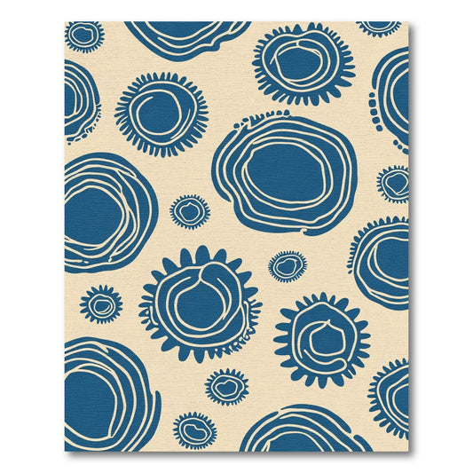 Navy Sunburst Organic Circles Rug