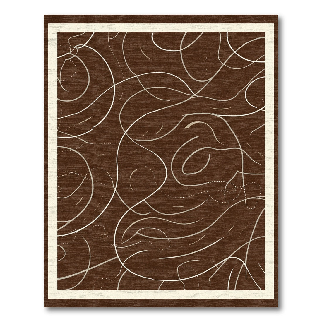 Brown Abstract Swirl Lines Rug