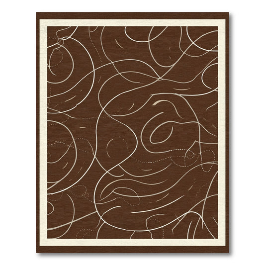 Brown Abstract Swirl Lines Rug
